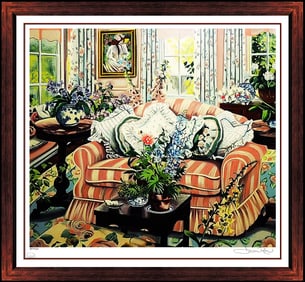 Susan Rios Signed Coming Home Color Serigraph Interior Design Framed Art