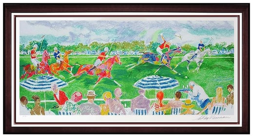 Leroy Neiman Signed Polo Panorama Large Color Serigraph Horse Framed Art