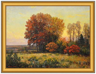 Stapleton Kearns Signed Original Large Oil Landscape Painting on Canvas Framed: This lot includes:Gallery COA & free domestic shipping (*insurance and international shipping for an additional charge)Artist: Stapleton KearnsTitle: October in BloomMedium: Oil painting on CanvasSize