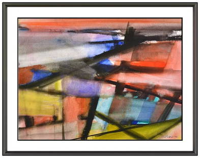Michael Loew Signed Original Watercolor Contemporary Abstract Painting Framed: This lot includes:Gallery COA & free domestic shipping (*insurance and international shipping for an additional charge)Artist: Michael Loew Title: PTP201 Medium: Watercolor Painting Size: 18&rdquo; x