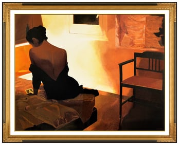 Ramon Lombarte Signed Break Of Day 10 Color Lithograph Female Portrait Framed