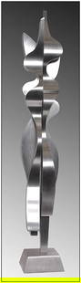 Lyle London Signed Original Bronze Steel Undulating Column Sculpture Art: This lot includes:Gallery COA & free domestic shipping (*insurance and international shipping for an additional charge)Artist: Lyle London Title: Undulating ColumnMedium: Bronze Steel SculptureSize: 3