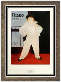 Pablo Picasso Signed Paul En Pierrot Color Lithograph Portrait Framed Art