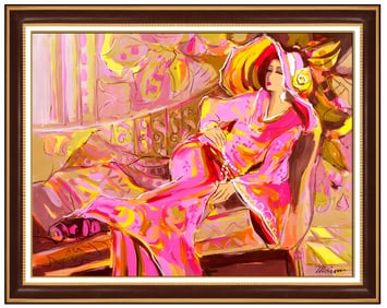 Isaac Maimon Signed Original Large Oil Female Portrait Painting on Canvas Art
