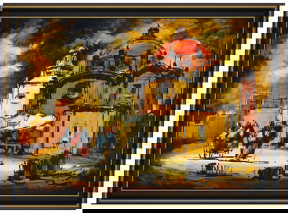 Enrique Sanchez Signed Original Oil Figurative Painting on Canvas Framed Art: This lot includes:Gallery COA & free domestic shipping (*insurance and international shipping for an additional charge)Artist: Enrique SanchezTitle: Plaza De La ConchitaMedium: Oil Painting On CanvasS