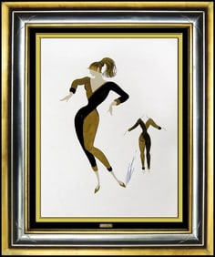 Erte Signed Original Gouache Moulin Rouge Costume Design Painting Art Deco