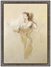 Jurgen Gorg Signed Original Large Oil Female Portrait Painting on Canvas Framed