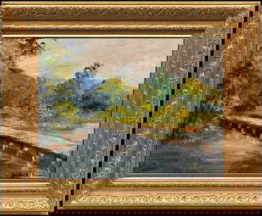 Jules R. Herve Signed Original Oil Landscape Painting on Board Framed Art: This lot includes:Gallery COA & free domestic shipping (*insurance and international shipping for an additional charge)Artist: Jules R HerveTitle: Bridge Over Troubled WaterMedium: Oil Painting On Boa