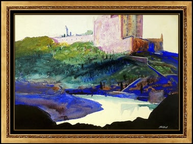 John Whorf Signed Original Large Watercolor Landscape Painting Framed Art