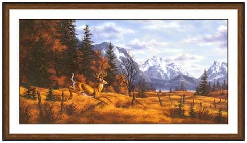 Randy Van Beek Signed Original Oil Mountain Landscape Wildlife Painting on Board