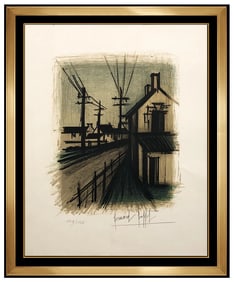 Bernard Buffet Signed Original Color Lithograph Modern Landscape Framed Art