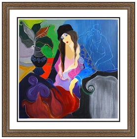 Itzchak Tarkay Signed Original Large Embossed Serigraph Lady Female Framed Art