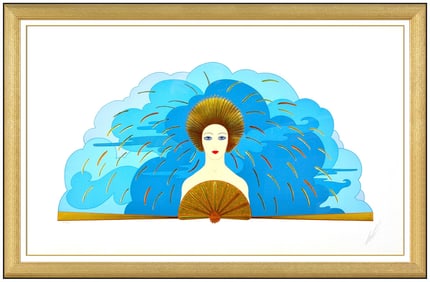 Erte Signed The Storm Large Embossed Serigraph Costume Dress Art Deco Framed