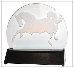 Guillaume Azoulay Signed Original Golden Horse Lighted Luminaire Framed Art