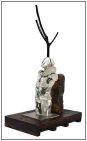 Clifford Original Rainey Signed Glass Granite Wood Assembly Sculpture Art