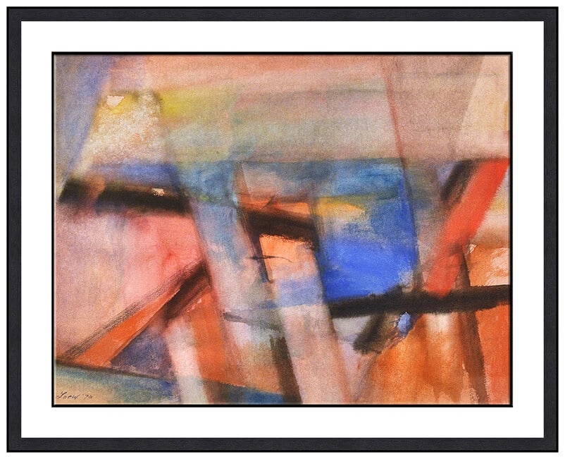 Michael Loew Signed Original Watercolor Abstract Modern Painting Framed Art: This lot includes:Gallery COA & free domestic shipping (*insurance and international shipping for an additional charge)Artist: Michael LoewTitle: PTP243Medium: Watercolor Painting Size: 18” x 24