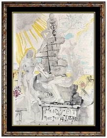 Salvador Dali Signed Monument To Ideal Doctor Lithograph Framed Art