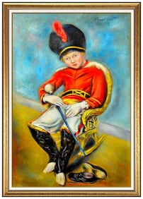 Peggy Dodds Signed Original Large Oil Portrait Painting on Board Framed Art