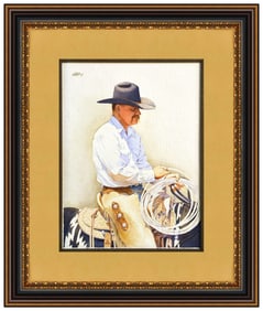 Mark Kohler Signed Original Western Cowboy Figurative Painting Framed Art