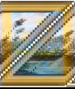 William Robert Davis Signed Original Oil Landscape Boat Painting on Board Framed: This lot includes:Gallery COA & free domestic shipping (*insurance and international shipping for an additional charge)Artist: William Davis Title: BackwatersMedium: Oil on BoardSize: 10" x 8"Framed: