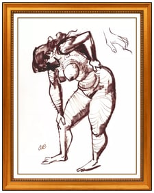 Aaron Bohrod Signed Original Watercolor Female Figurative Nude Painting Framed