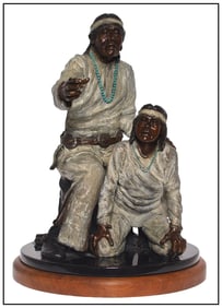 Marie Barbera Signed Original Brotherhood Unbound Bronze Western Sculpture Art