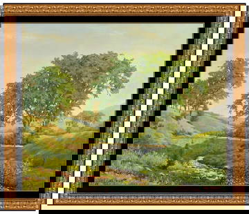 Paul Strisik Signed Original Large Oil Landscape Painting on Canvas Framed Art: This lot includes:Gallery COA & free domestic shipping (*insurance and international shipping for an additional charge)Artist: Paul StrisikTitle: Bridge of Tranquility Medium: Oil Painting On CanvasSi