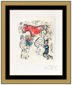 Marc Chagall Signed Original Le Petit Cheval Rouge Color Lithograph Framed Art