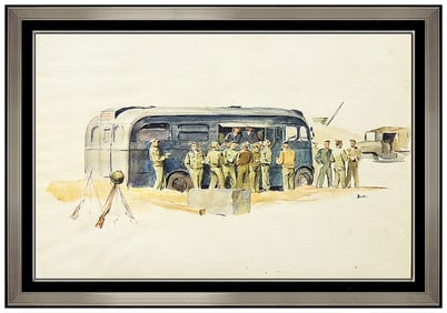 John Walter Scott Signed Original Gouache Army Men Illustration Painting Art