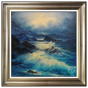 Rosemary Miner Signed Original Oil Seascape Painting on Canvas Framed Art