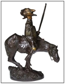 Charles Bragg Signed Original Don Quixote Bronze Figure Horse Sculpture Art