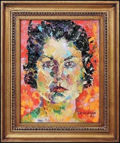 John Costigan Signed Original Oil Female Portrait Painting on Canvas Framed Art