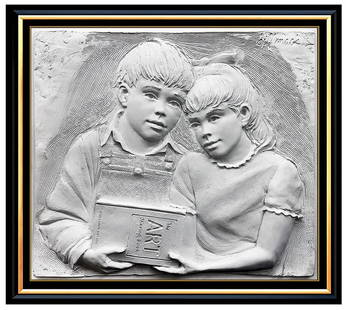 Bill Mack Signed Original Bonded Sand Sharing Children Sculpture Framed Art: This lot includes:Gallery COA & inhouse shipping (*insurance and international shipping for an additional charge)Artist: Bill Mack Title: SharingMedium: Bonded Sand ReliefSize: 20” x 24”Fr