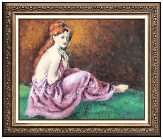 Robert Philipp Signed Original Pastel Female Portrait Painting on Board Framed