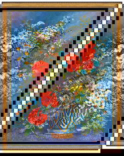 Ian Hornak Signed Original Oil Flower Still Life Painting on Canvas Framed Art: This lot includes:Gallery COA & inhouse shipping (*insurance and international shipping for an additional charge)Artist: Ian Hornak Title: Wild Flower & Poppies Medium: oil painting on canvasSize: 24&
