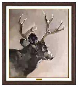 George Browne Signed Original Oil Wildlife Deer Painting on Canvas Board Art