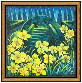 Lowell Blair Nesbitt Signed Original Large Oil Flower Painting on Canvas Framed