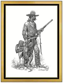 Joe Beeler Signed Original Western Cowboy Drawing Illustration Framed Art