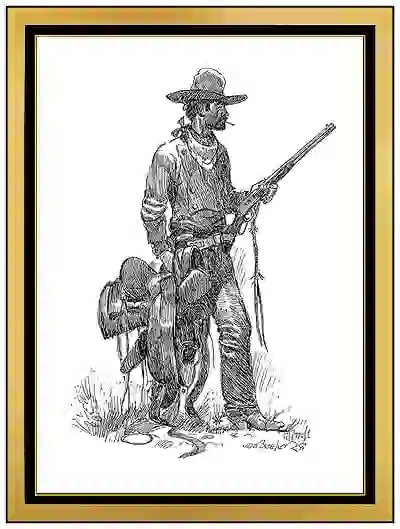 Joe Beeler Signed Original Western Cowboy Drawing Illustration Framed Art (1 of 4)