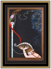 Erte Signed Original Enchanted Melody Embossed Serigraph Art Deco Framed Art