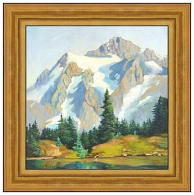 Orrin Augustine White Signed Original Oil Landscape Painting on Board Framed Art