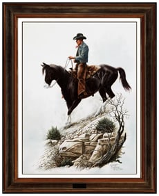 Chuck De Haan Signed Original Oil Western Cowboy Horse Painting on Board Art