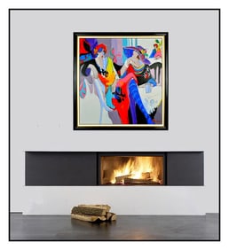 Isaac Maimon Signed Original Large Oil Lady Cafe Portrait Painting on Canvas Art