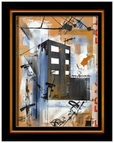 Zero Gradient Stephen Irving Signed Original Oil Cityscape Painting on Board Art