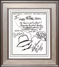 Leroy Neiman Signed Original Self Portrait Drawing Painting Framed Art