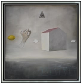 Kit Reuther Signed Original Large Oil Surreal Painting on Canvas Framed Art