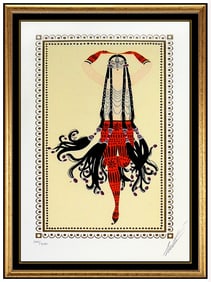 Erte Signed Original Harem Color Serigraph Art Deco Costume Painting Framed