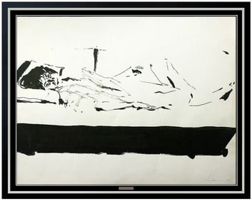 Wayne Thiebaud Signed Original Ink Female Portrait Drawing Framed Art