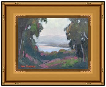 William Dorsey Signed Original Oil Landscape Painting on Canvas Board Framed Art