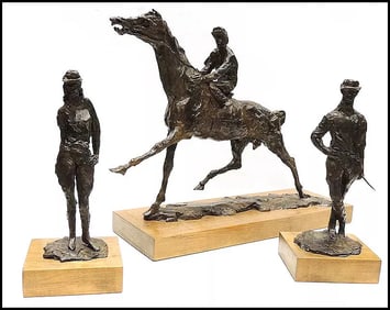 Leroy Neiman Signed Original Horse Racing Suite Bronze Sculpture Jockey Art